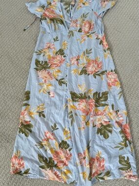 Billabong Light Blue Floral Button-Front Maxi Skirt
